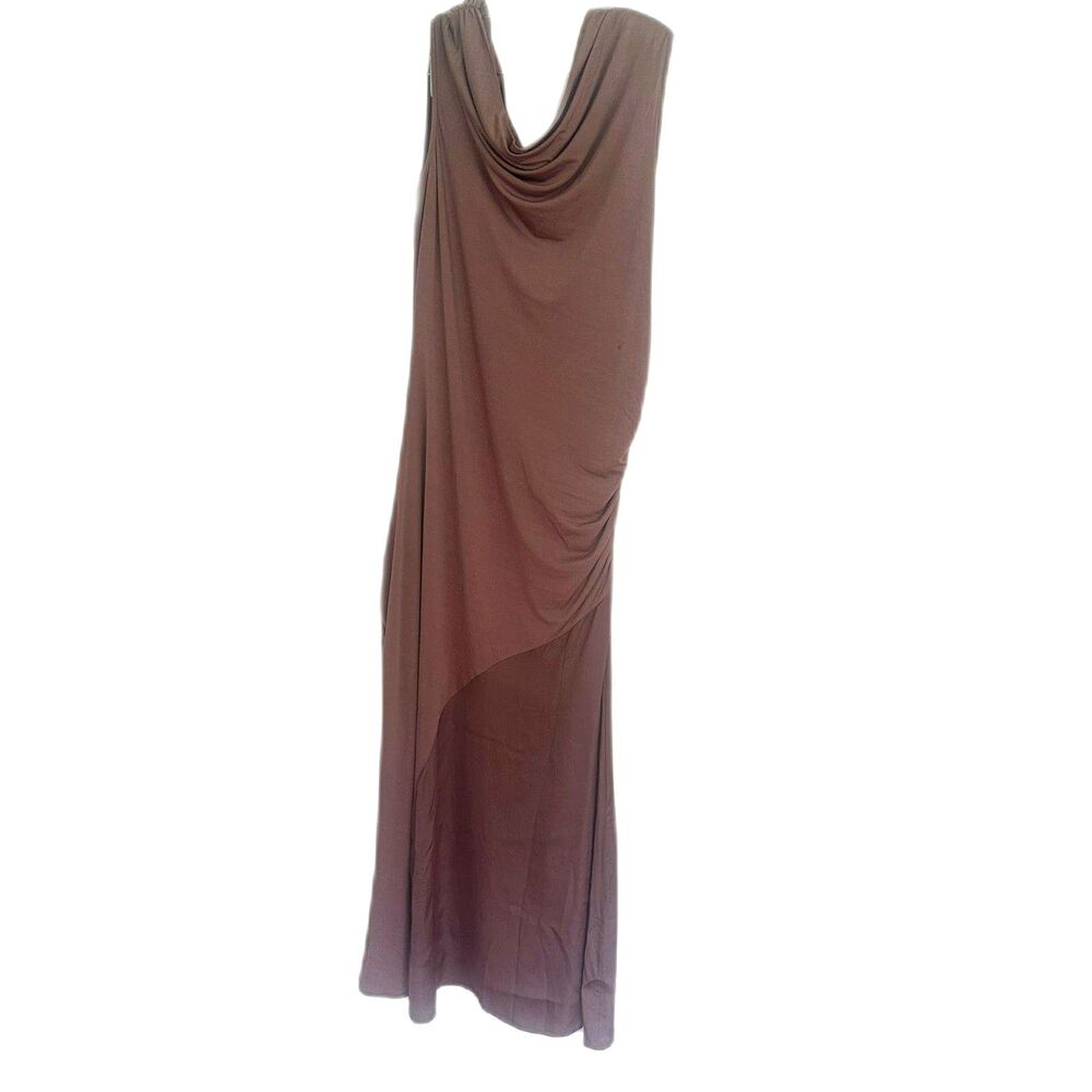 Anthropologie One Shoulder Ruched Midi Dress Purple Mauve XL NWT - Picture 4 of 10